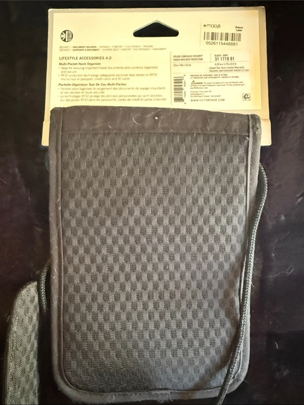 Victorinox Deluxe Concealed Security Pouch with RFID Protection - Black